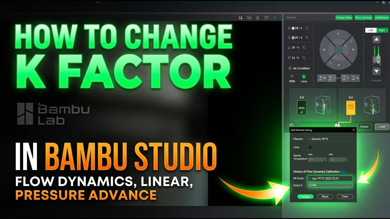 Как изменить K-ФАКТОР в BAMBU STUDIO / Динамика потока / Линейный / Изменение давления