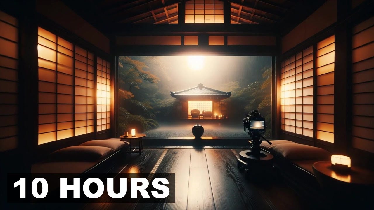 POV you're sleeping in a quaint teahouse by a tranquil koi pond. - gentle rain Ambience