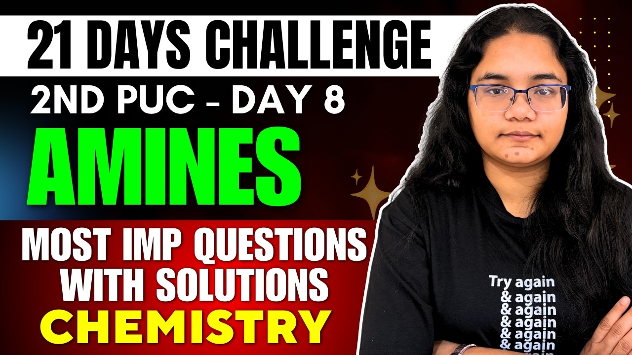 2nd PUC Chemistry Amines Most Important Questions with Solutions | 21 Challenge Day 8