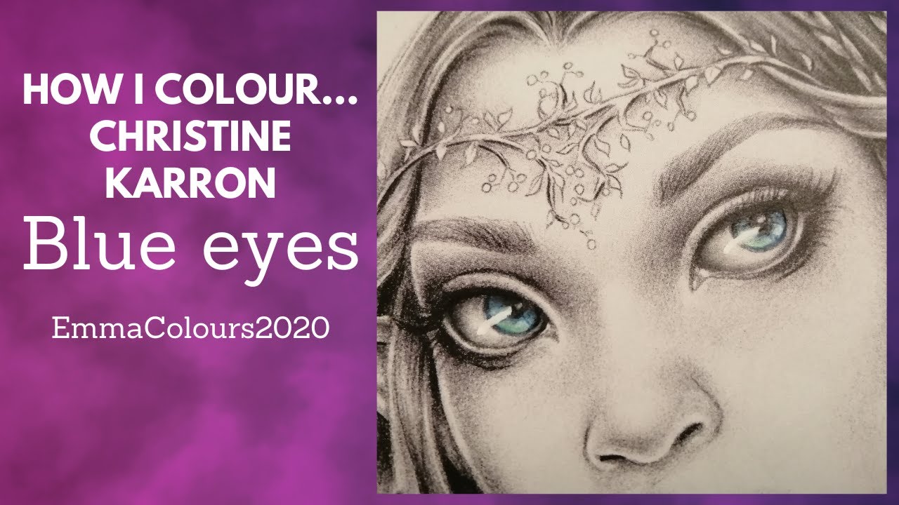 How to color blue Christine Karon eyes - 1 of 4 - fairy and fantasy - adult coloring