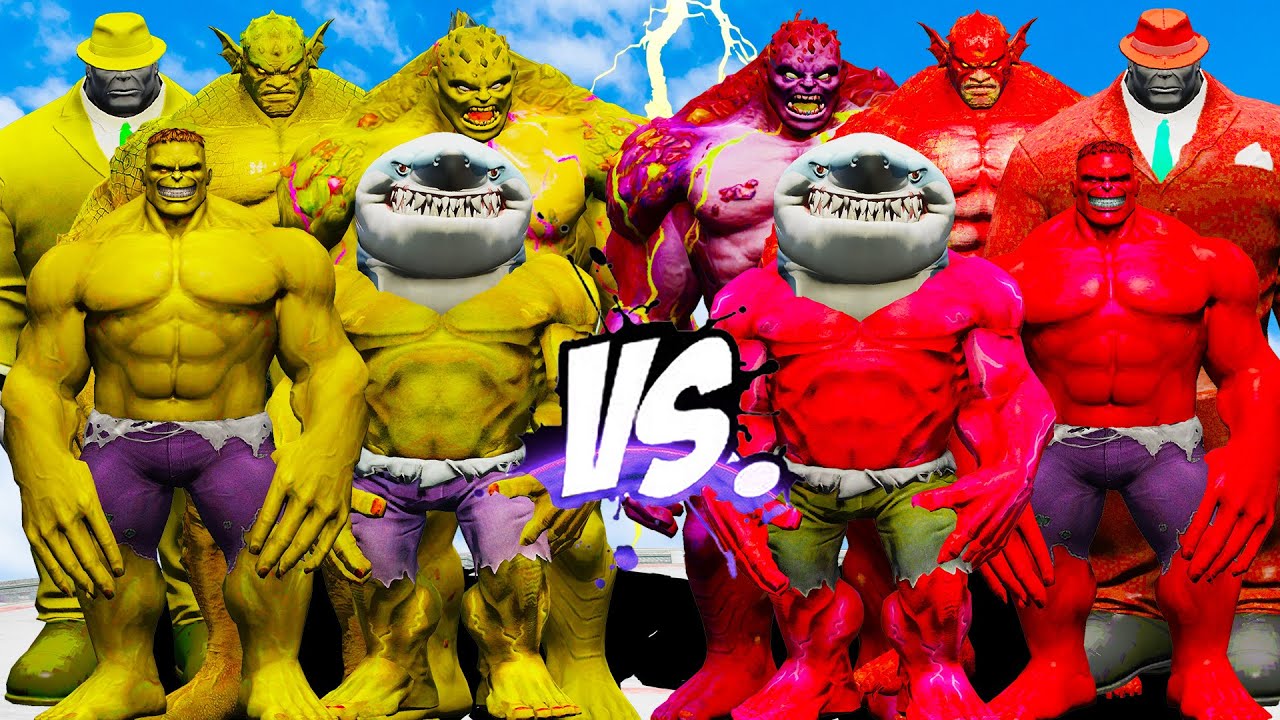 TEAM RED HULK VS TEAM YELLOW HULK -  EPIC BATTLE