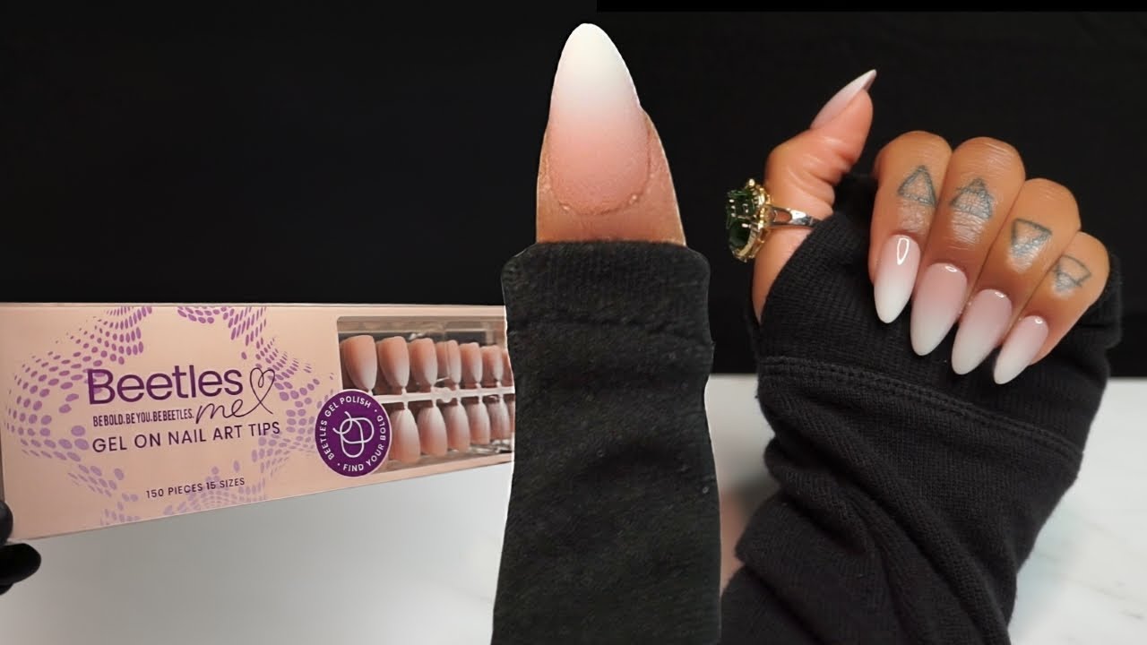 Trying Beetles French Tip 4-IN-1 Nude Gradient Ombré Gel X Nail Tips | Amazon | Beginner Friendly