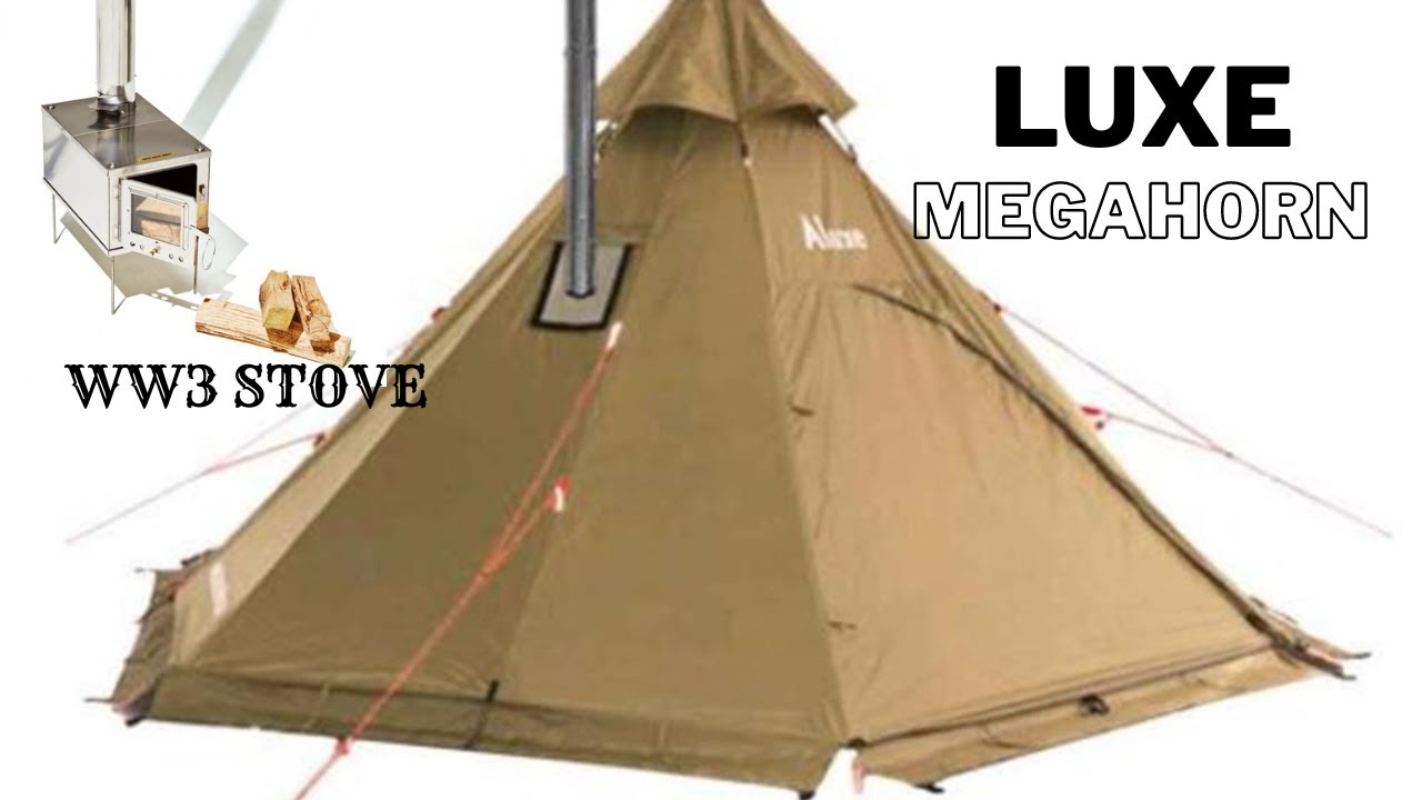 Luxe Megahorn 3 hot tent and Wild Wild west 3W titanium stove unboxing and setup