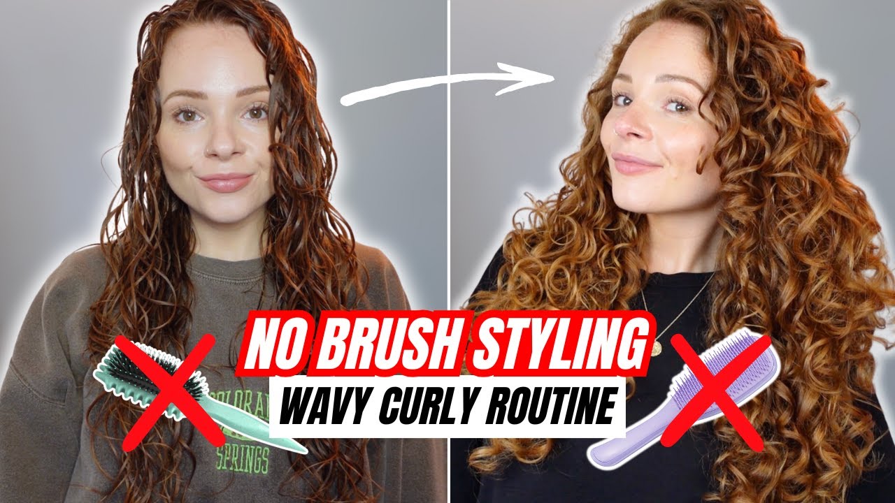 NO BRUSH STYLING CURLY HAIR ROUTINE | simple wavy curly hair routine