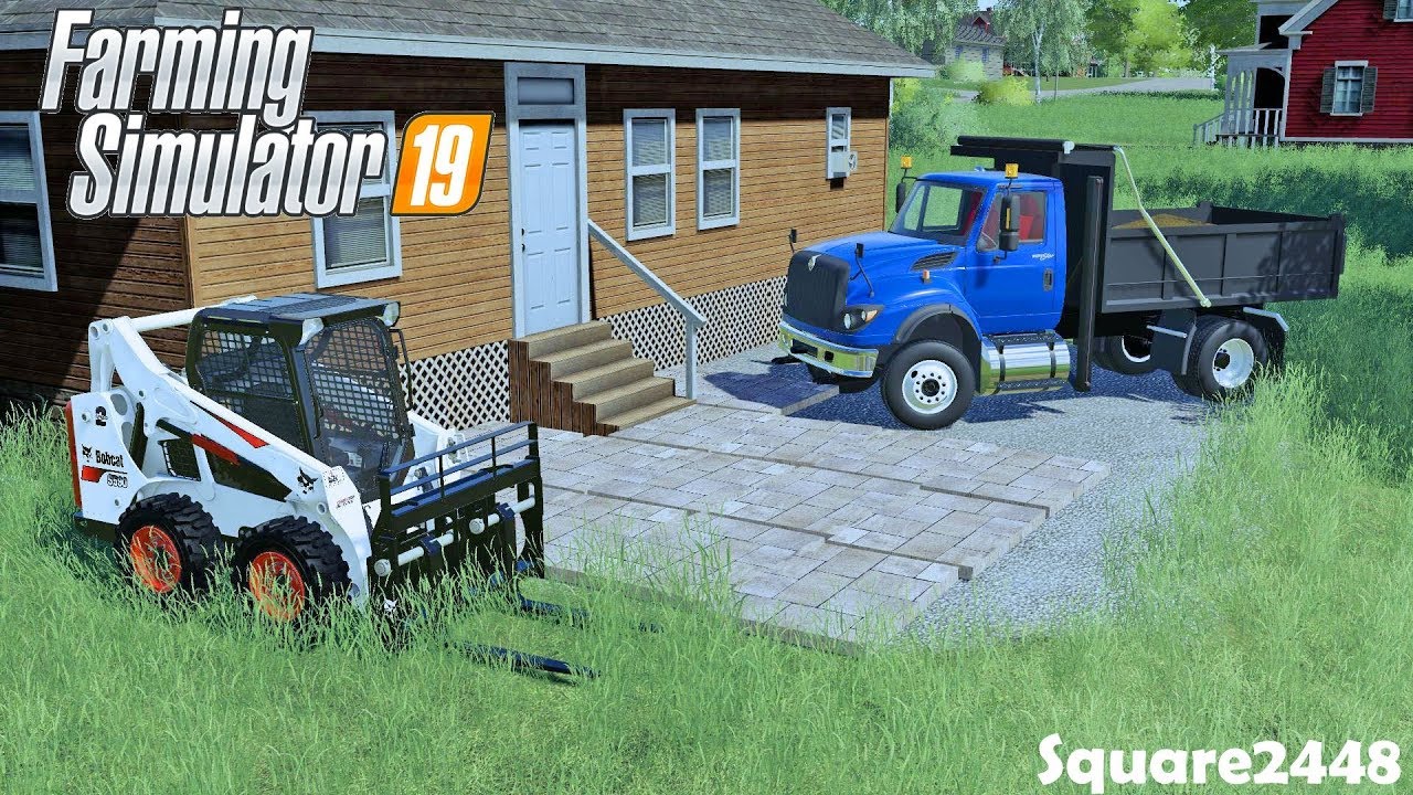 Building Patio | Bobcat Skidsteer | WorkStar DumpTruck | Landscaping | Farming Simulator 19