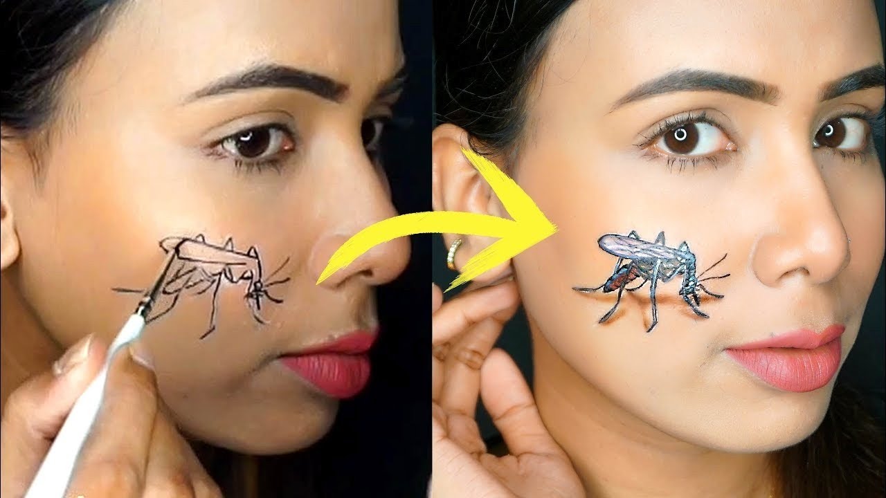 Face Art #9 3D Mosquito  | Beginners 3D FACE ART TUTORIAL🔥🔥🔥