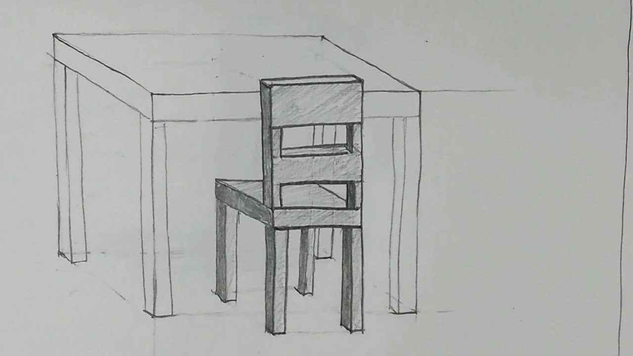 Drawing table and chair/Masa ve sandalye çizimi