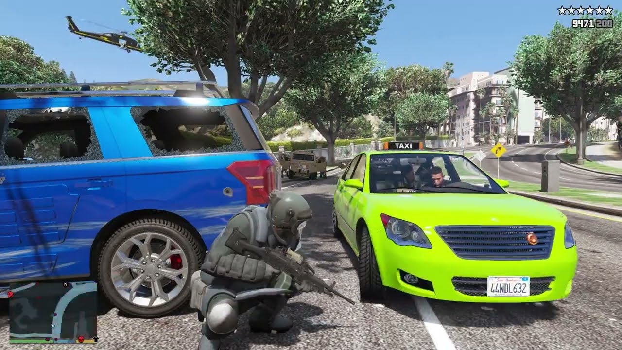 GTA V: Michael, Trevor Juggernaut 10 Star Cop Battle At Madrazo Hideout + Escape