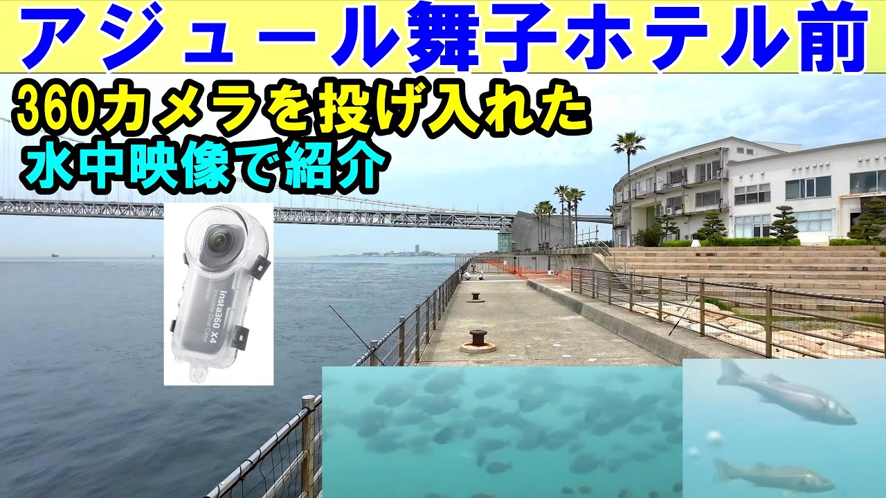 「釣り場の真実！アジュール舞子の海中を360度で覗き見したら…」バーベキュ－広場前を調査