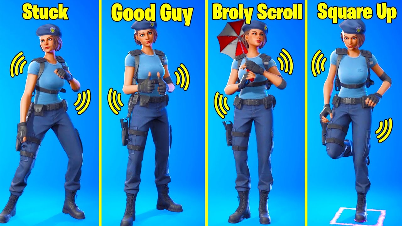 JILL VALENTINE Fortnite SKIN doing THE BEST DANCES & EMOTES #1