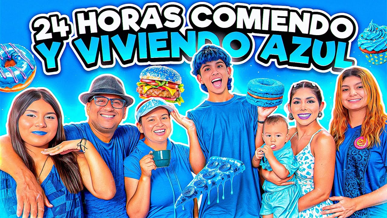 24 HORAS COMIENDO Y VIVIENDO AZUL 💙😱