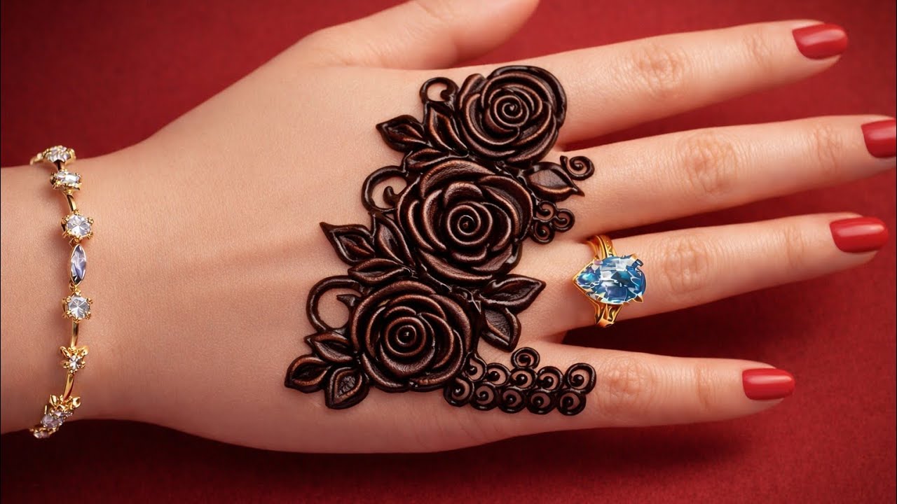 Rose flower mehndi design|| Clean and elegant mehndi|| flower mehndi|| Mehndi Design||