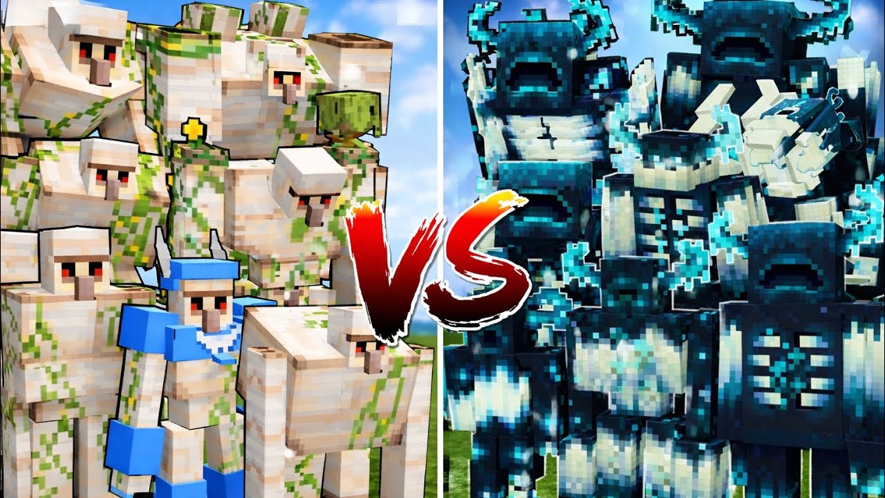 Giant Warden vs Giant Iron Golem | Minecraft Epic Mob Battle | Warden vs Iron Golem
