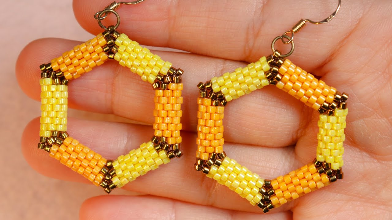 Beaded  Hexagonal model elegant and stylish  for half set (Earring, pendant)