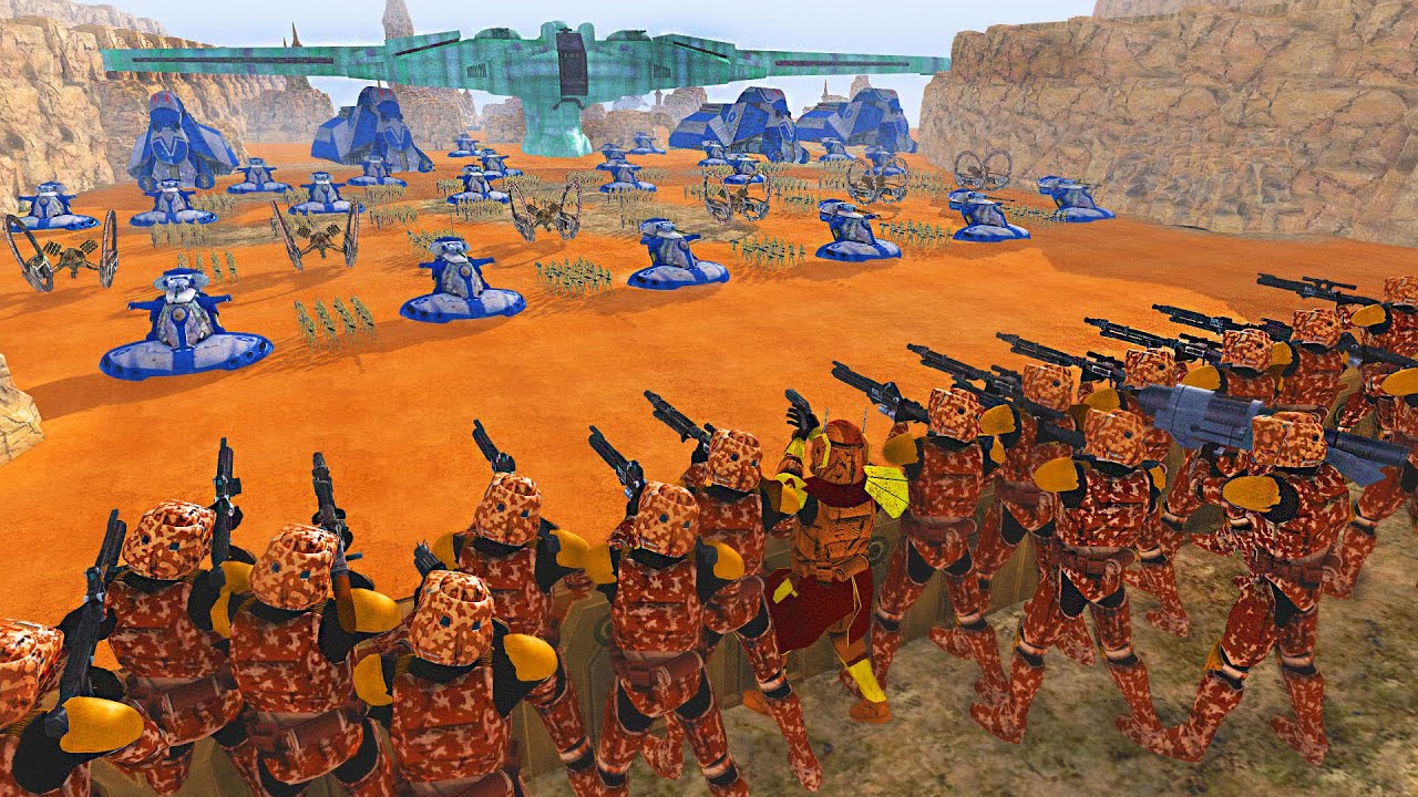 Can Clone Army Hold WALL vs Droid INVASION? ~ Battle of Geonosis - Men of War: Star Wars Mod