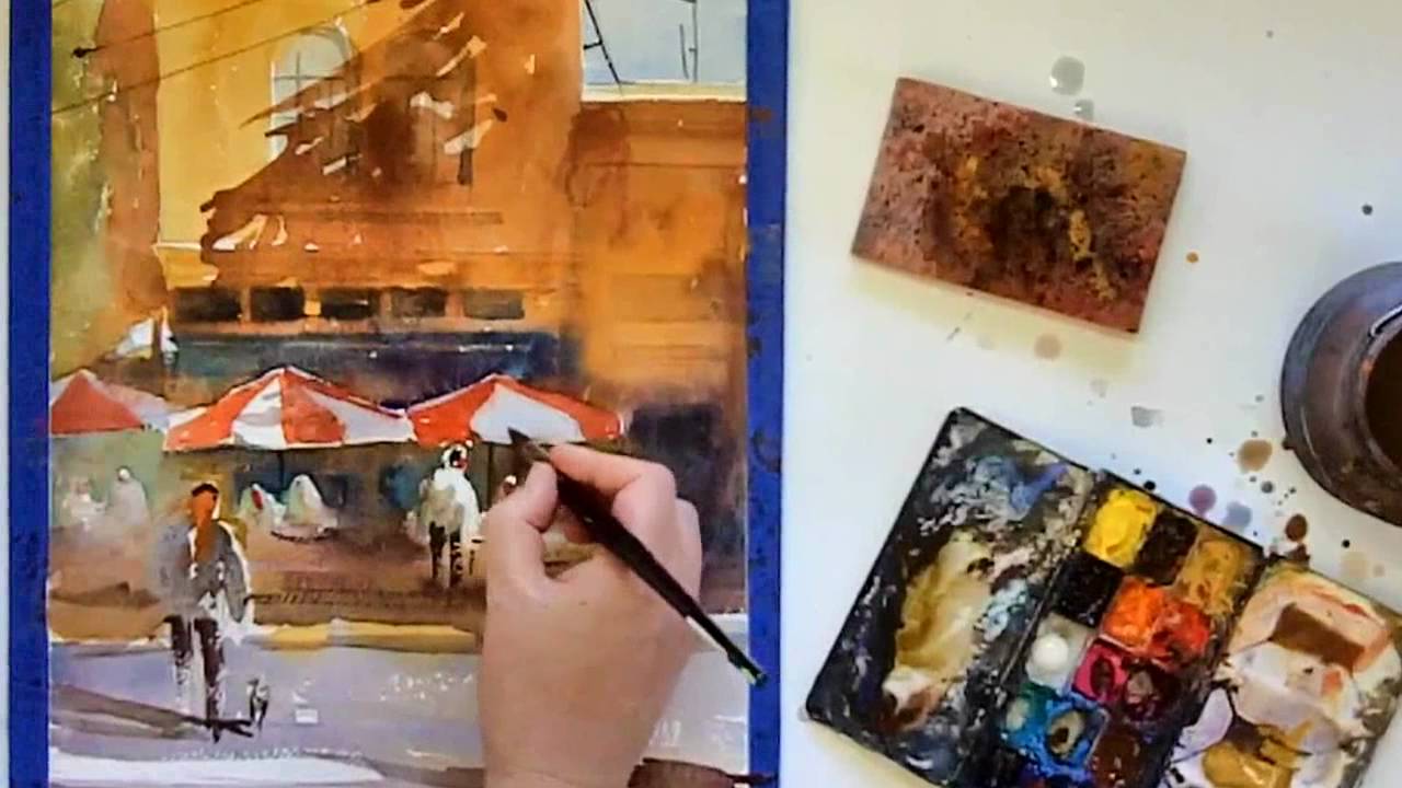 Watercolor Painting Streetscene Part 3 by Vinita Pappas