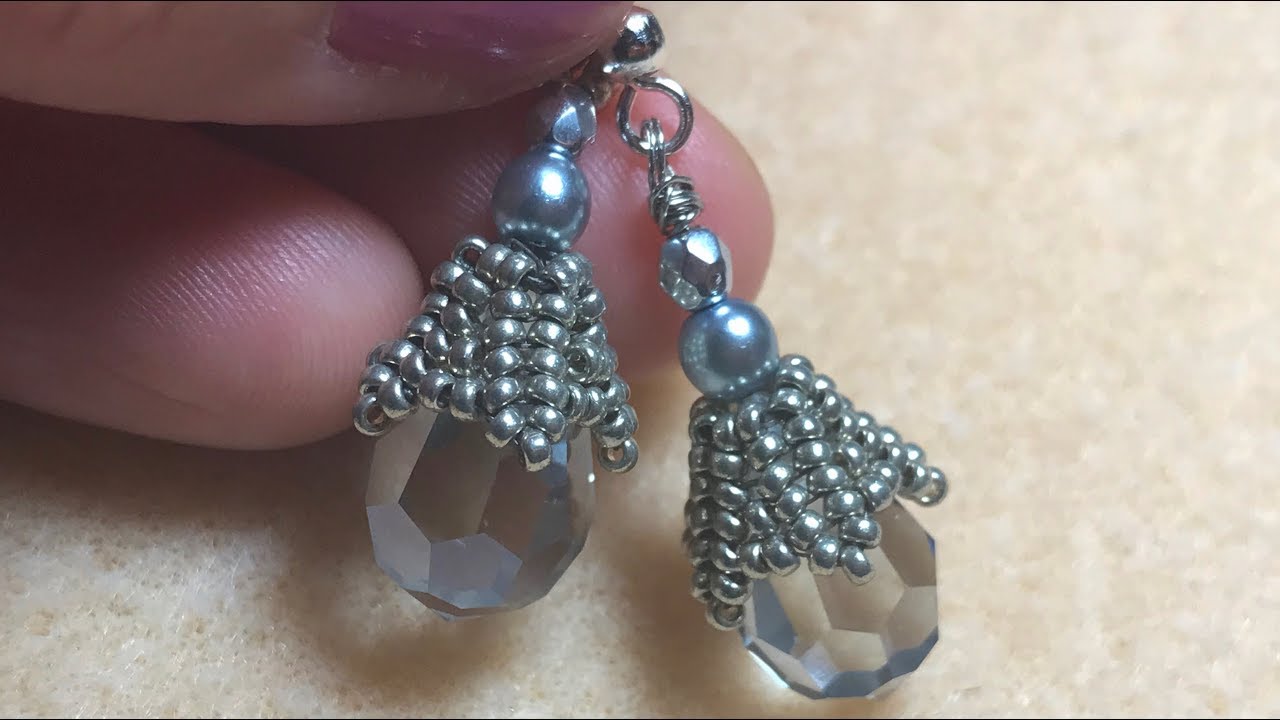 Crystal Drop Earring Beaded Cap - Facet Jewelry Box
