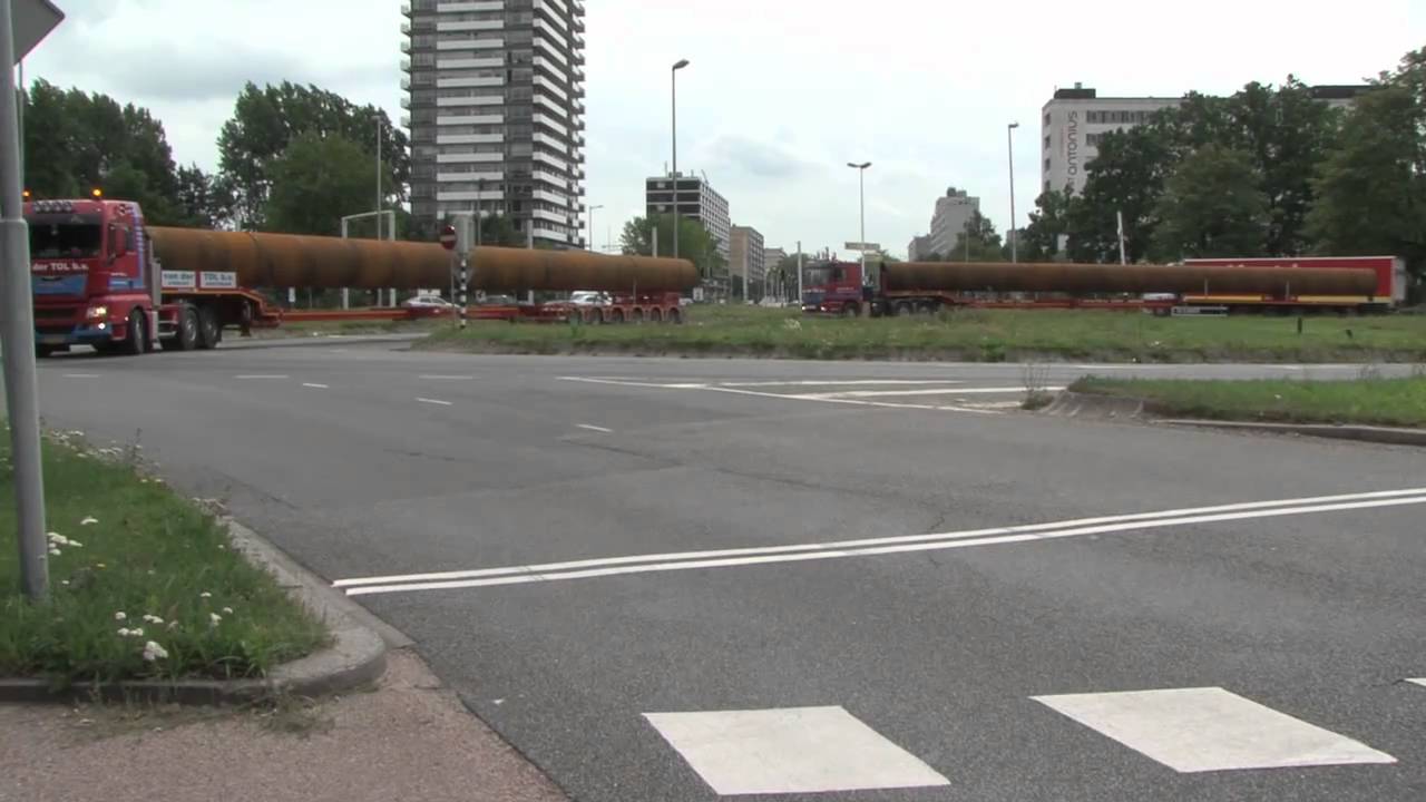 Mega transport (Coentunnel pijpen) van der Tol Transportbedrijf Utrecht