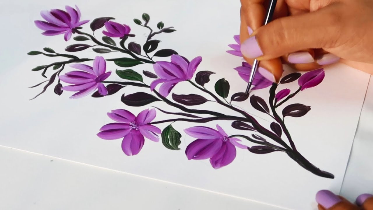How to paint flowers in acrylic painting | Painting Tutorial | Easy for Beginners