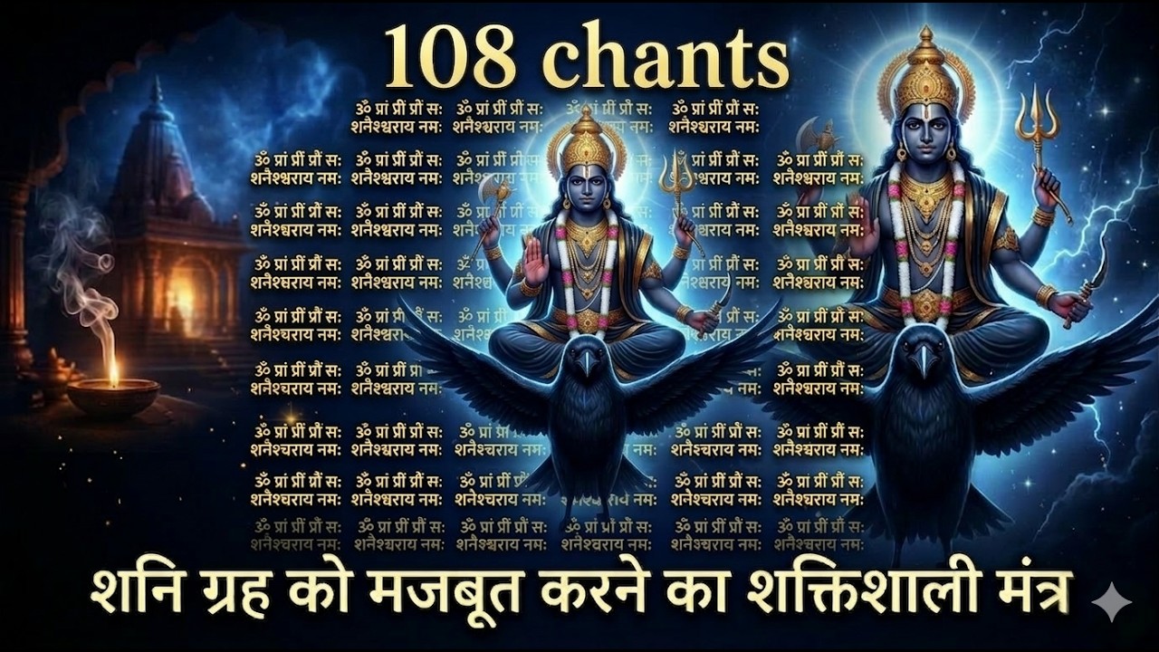 ॐ प्रां प्रीं प्रौं सः शनैश्चराय नमः | शक्तिशाली शनि मंत्र 108 बार जाप | Shani Mantra for Peace |