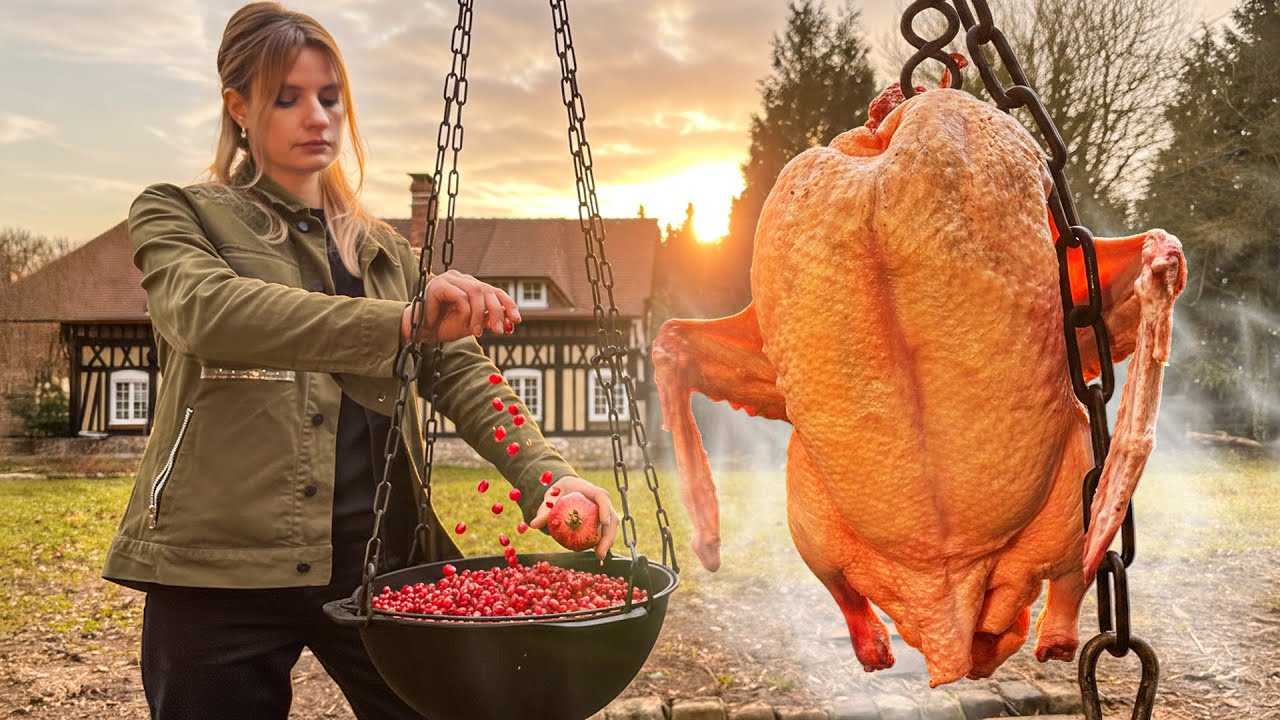 🔥Готовим целую утку в огненной яме - Французская деревня