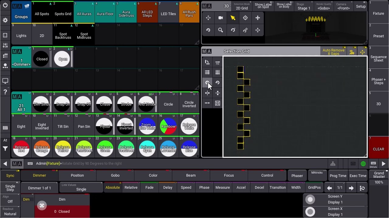 grandMA3 | Software Release Version 1.8 | Selection Grid Tools