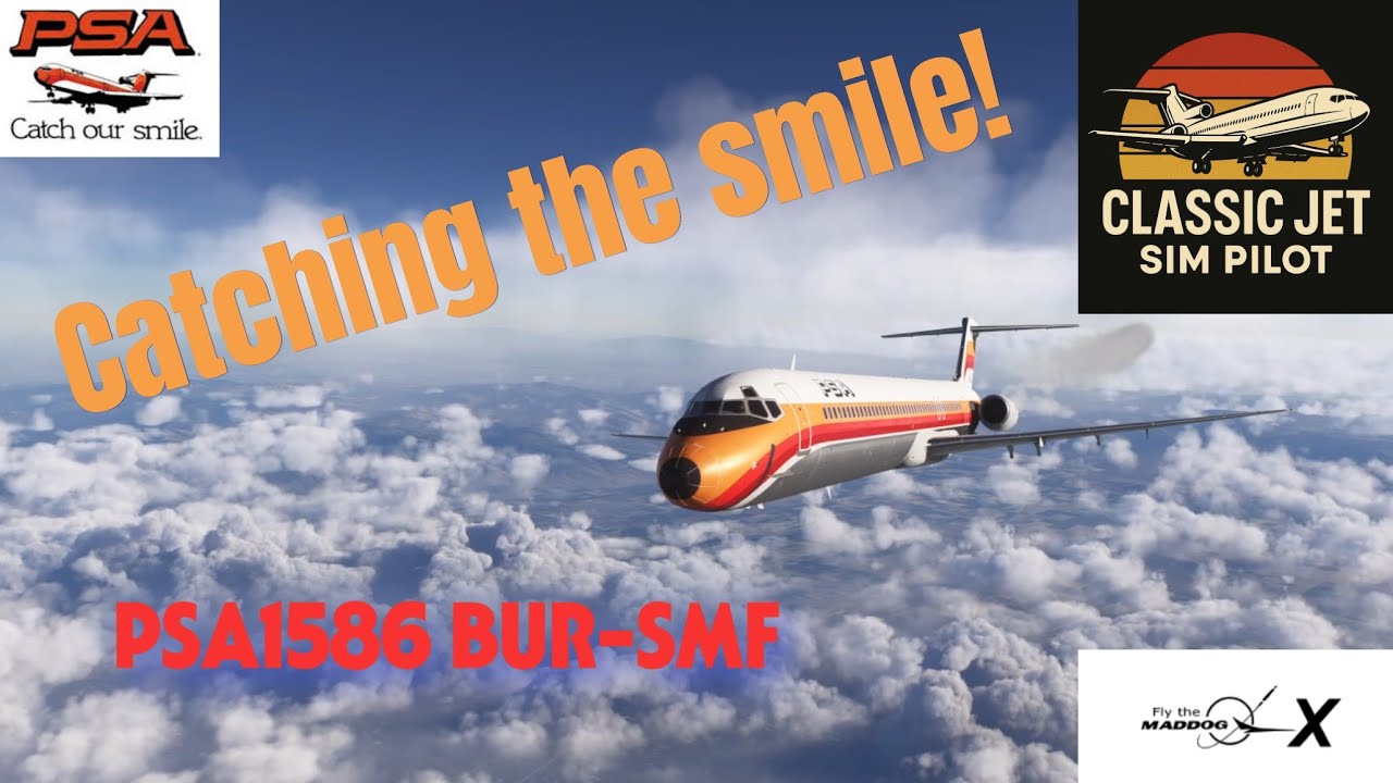 Classic PSA MD 80  Burbank to Sacramento BUR–SMF  Leonardo Maddog MD 80  Microsoft Flight Simulator