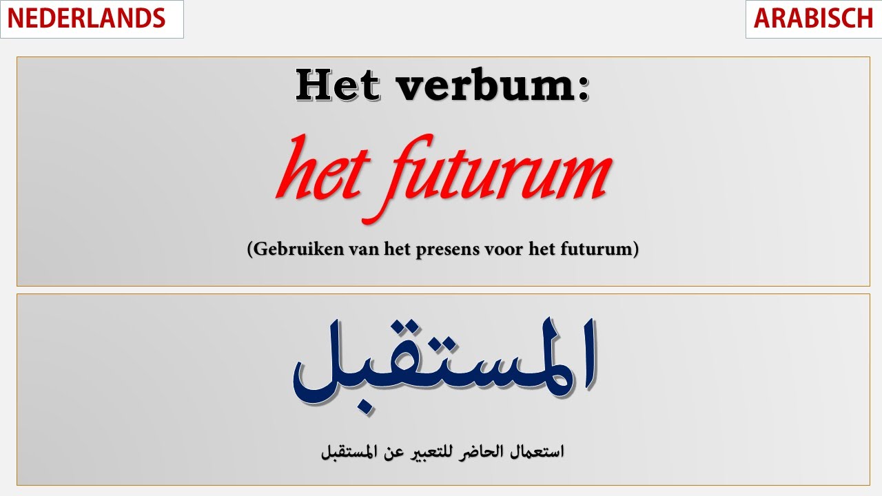 Het futurum التعبير عن المستقبل في اللغة الهولندية