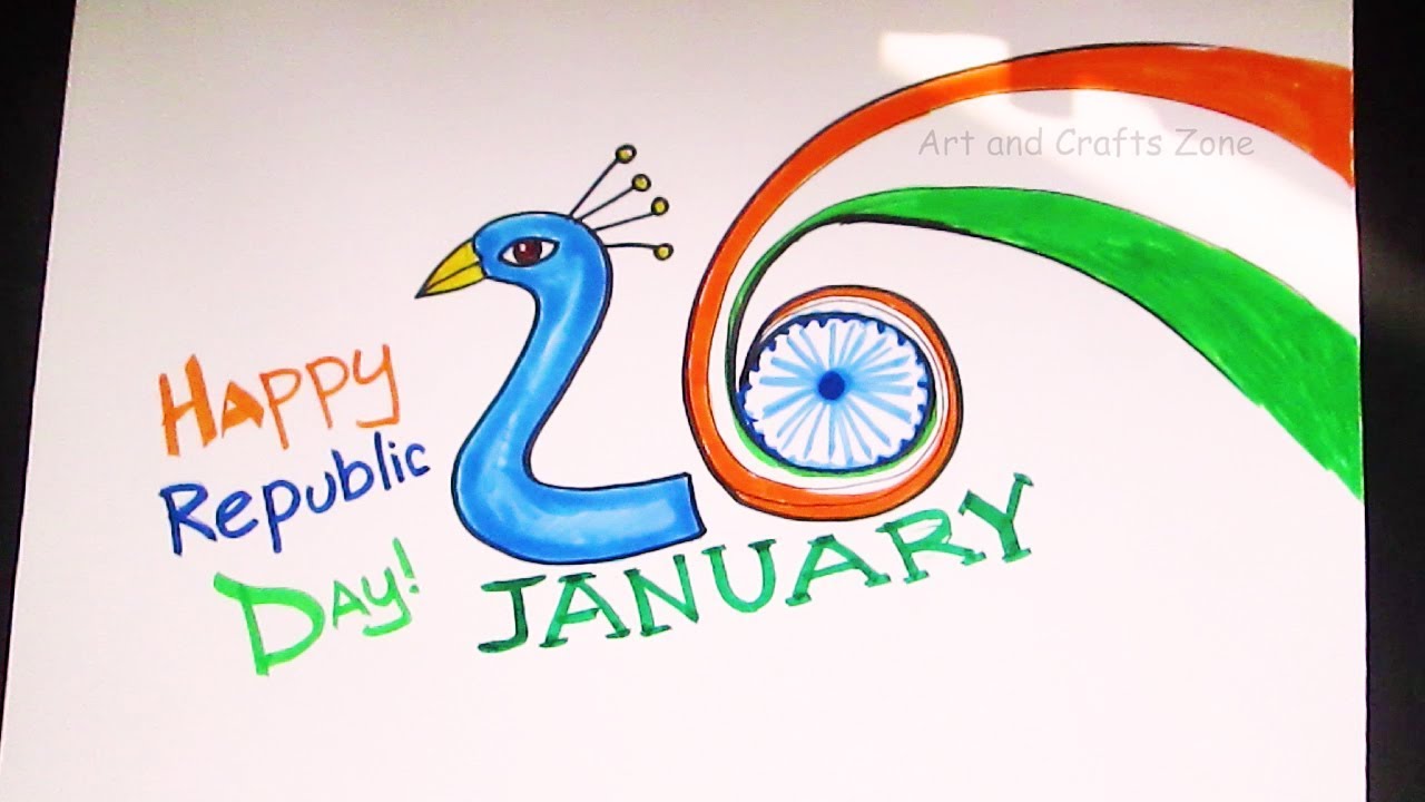 How To Turn Number 26 Into Creative Art on Republic Day | Simple Drawing (Happy Republic Day )