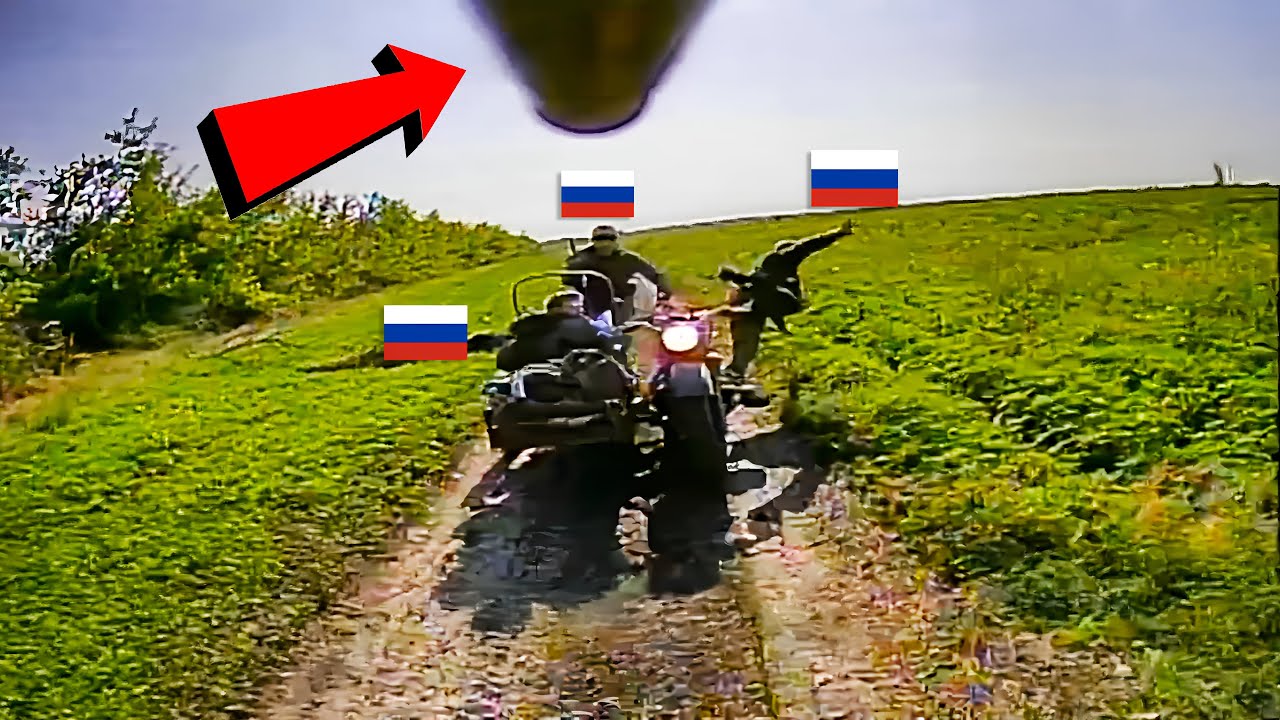Russische Motorrad-Sturmtruppen werden von ukrainischem Gegenangriff zerschlagen.