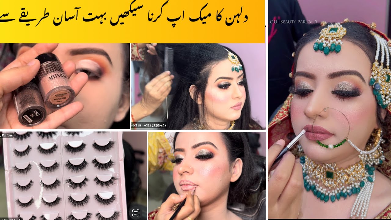Full Makeup and Hairstyle tutorial by ​⁠​⁠@OujBeautyParlour step by step  🦋