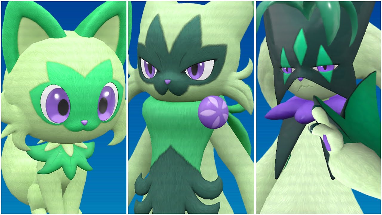 FULL SPRIGATITO EVOLUTION TEAM! Shiny Sprigatito, Shiny Floragato, Shiny Meowscarada Scarlet Violet