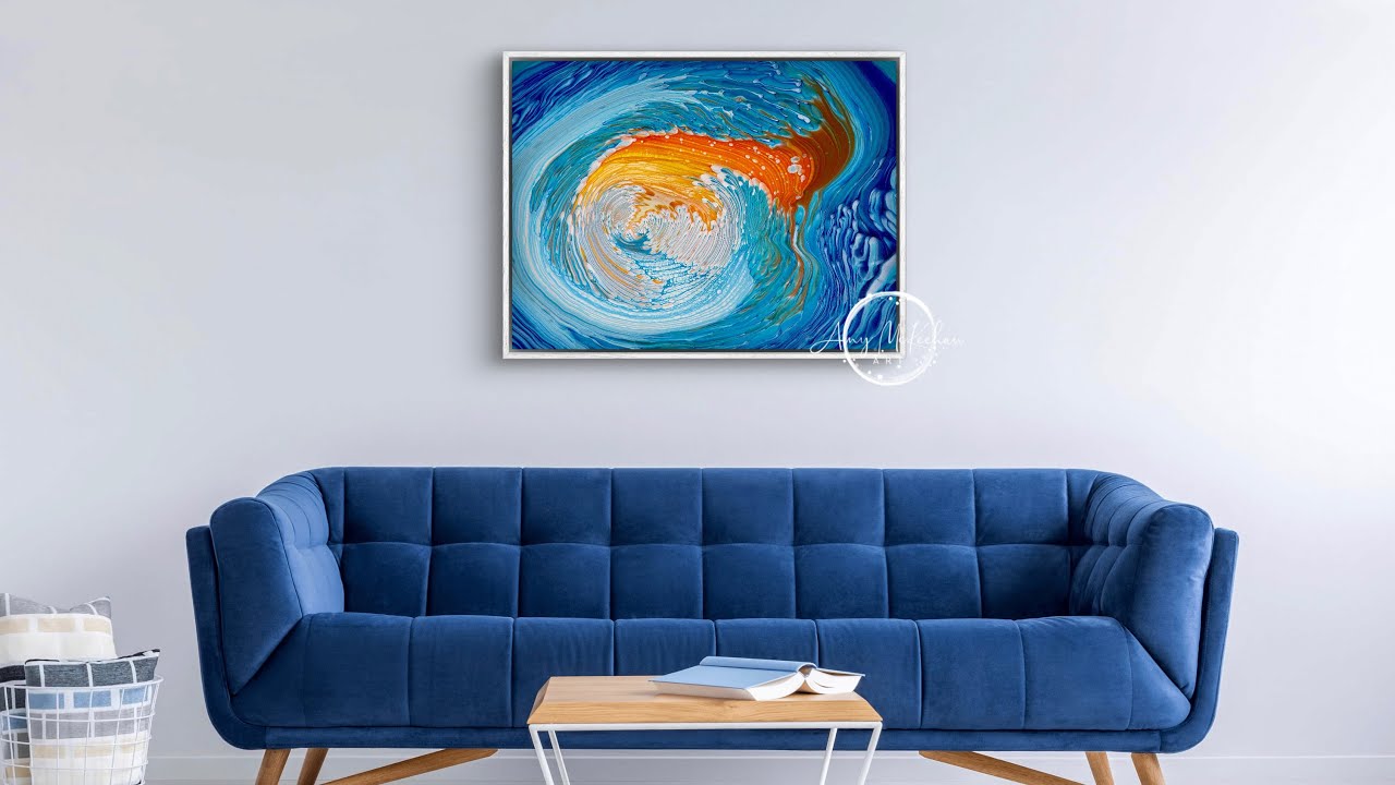 #88 Summer Beach Vibes in this Large Cloud  Pour #fluidart #summer #walldecor #abstractart
