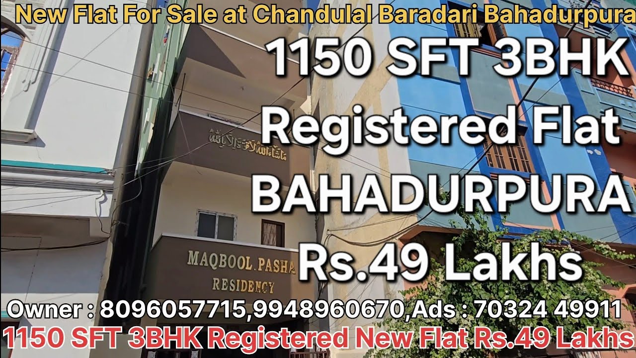 1150 SFT 3BHK Registered New #flatforsale at Chandulal Baradari Bahadurpura Hyderabad Rs.49 Lakhs