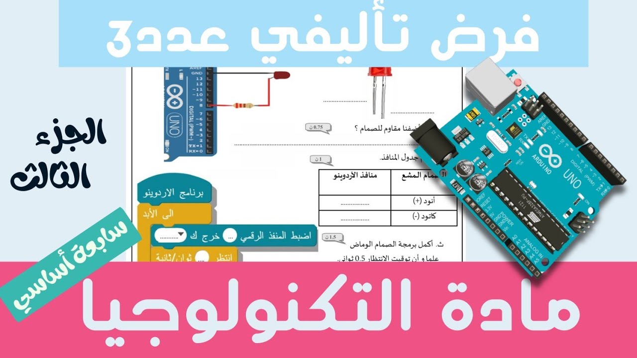 سابعة أساسي | اصلاح + تفسير فرض تأليفي عدد 3 مادة التكنولوجيا ( الجزء الثالث )