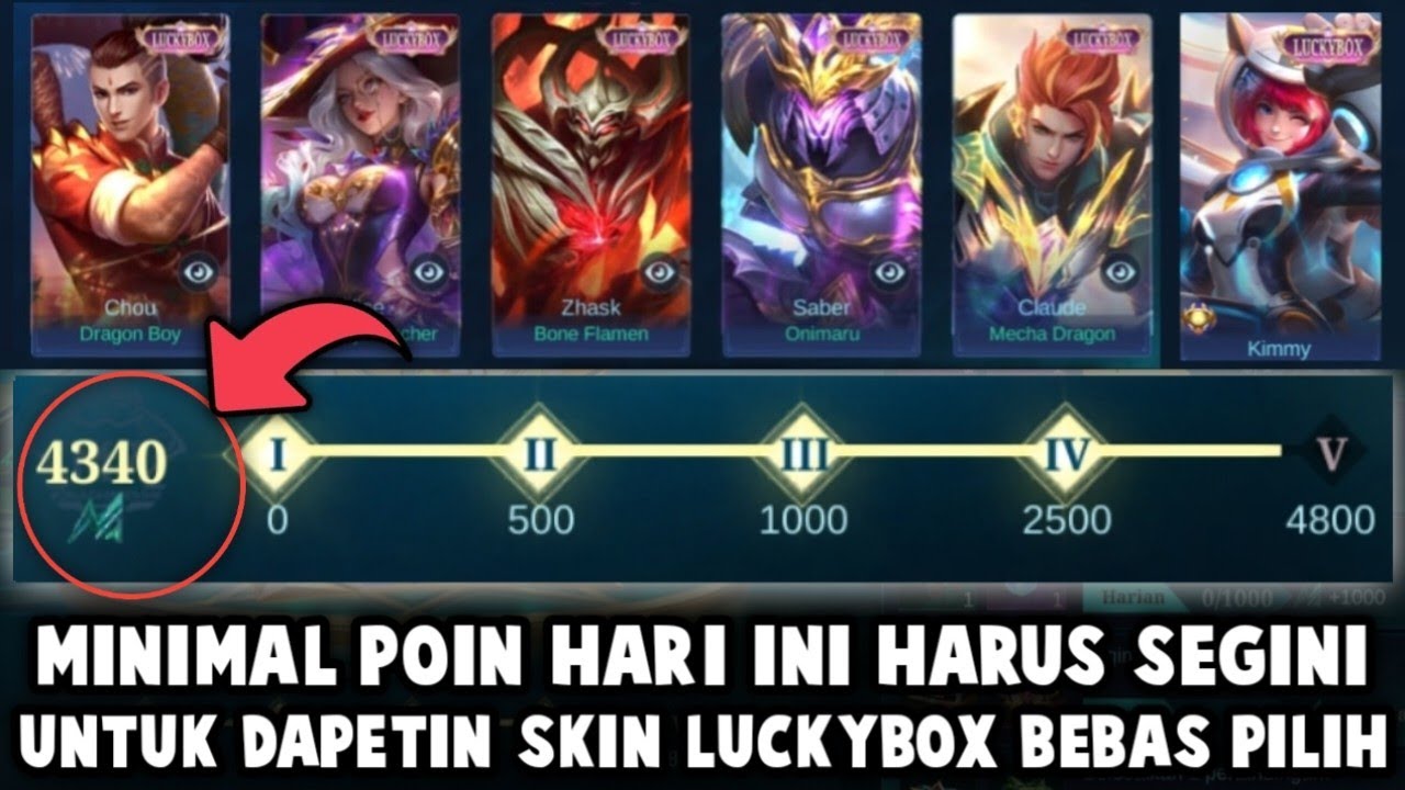 MINIMAL POIN EXP BOX M7 HARI INI HARUS SEGINI UNTUK DI JAMIN DAPET SKIN LUCKYBOX BEBAS PILIH !