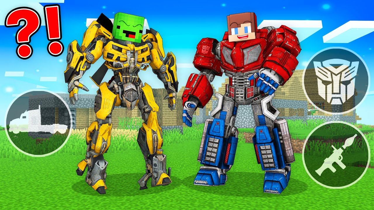 JJ and Mikey Became TRANSFORMERS in Minecraft - Maizen