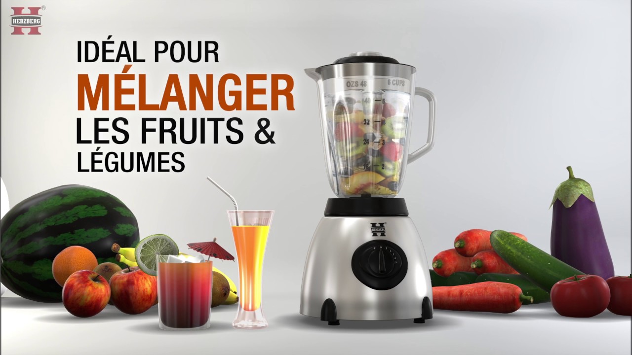 Herzberg HG-5009GL; Blender bon en verre 700W