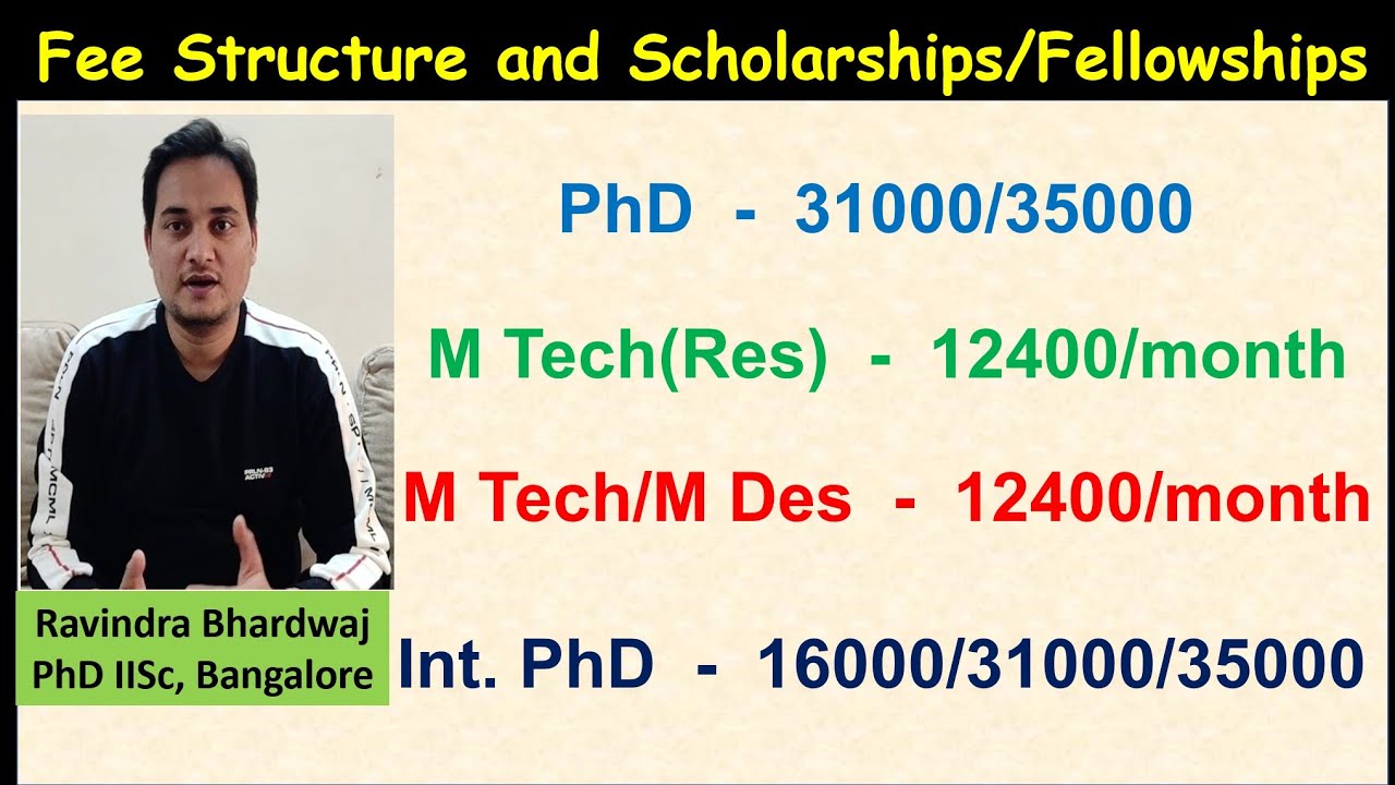 Fee Structure and Scholarship/Fellowship in IISc Bangalore| Hostel and Mess Fee