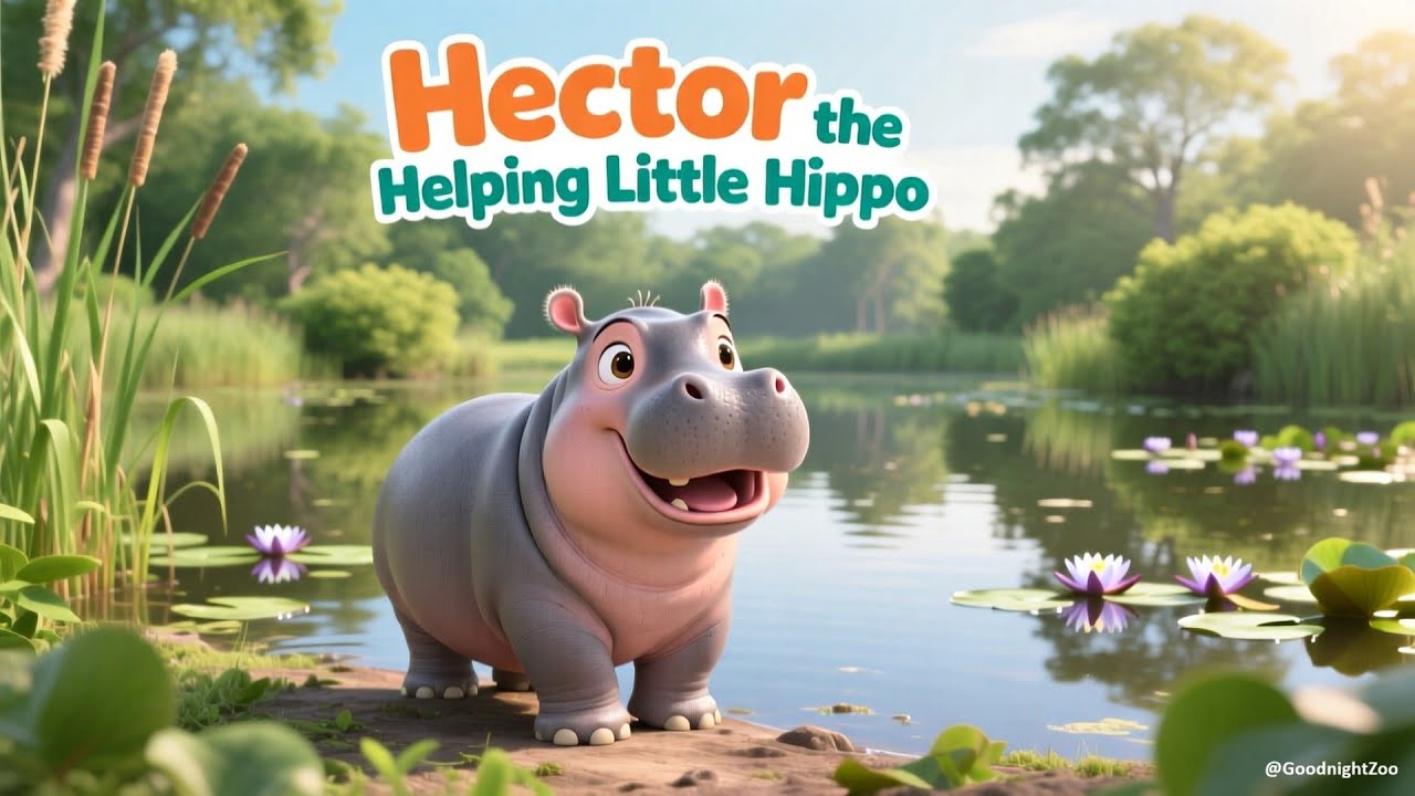 Hector the Helping Little Hippo 💦| A Gentle Bedtime Story | Character Building :Community & Kindness