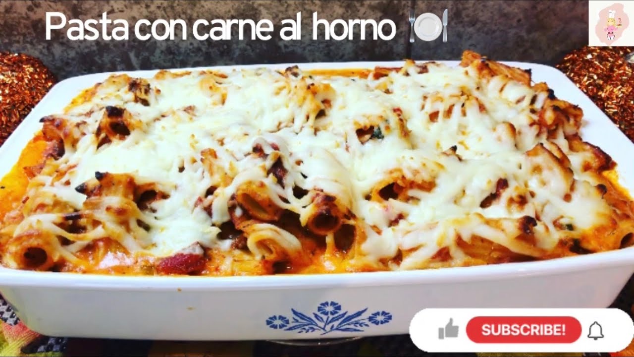 Pasta con carne, al horno, súper fácil y deliciosa 😋