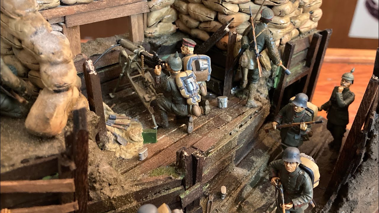 WW1 Diorama German Trench Position “The 3 New Guys” 1/35 scale Finished