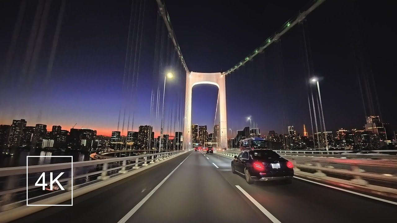 【夜景のBGM】Odaiba-Rainbow Bridge Night Drive with LO-FI　 お台場｜静かな街灯とLO-FI　作業用・睡眠用