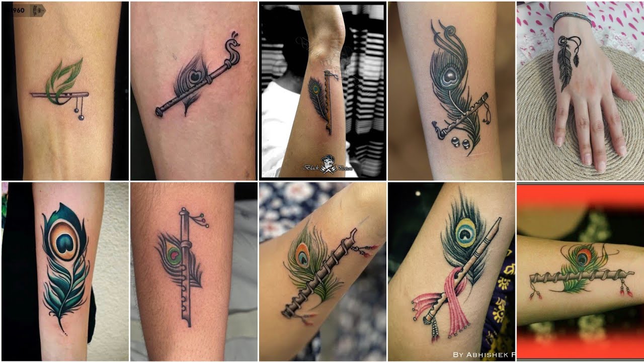 new amezing feather 🪶 and flute tattoo designs
