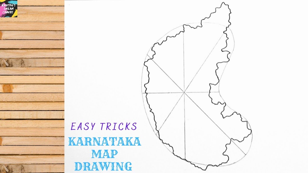 How to draw Karnataka map step by step | Karnataka map drawing easy tricks