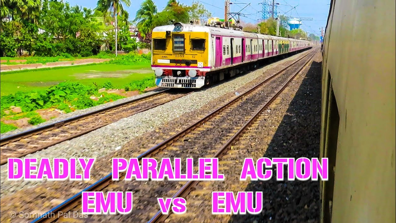 Breath Taking Deadly Parallel Action, Dust Storm, Station Skip| High Speed Galloping EMU Doorplating