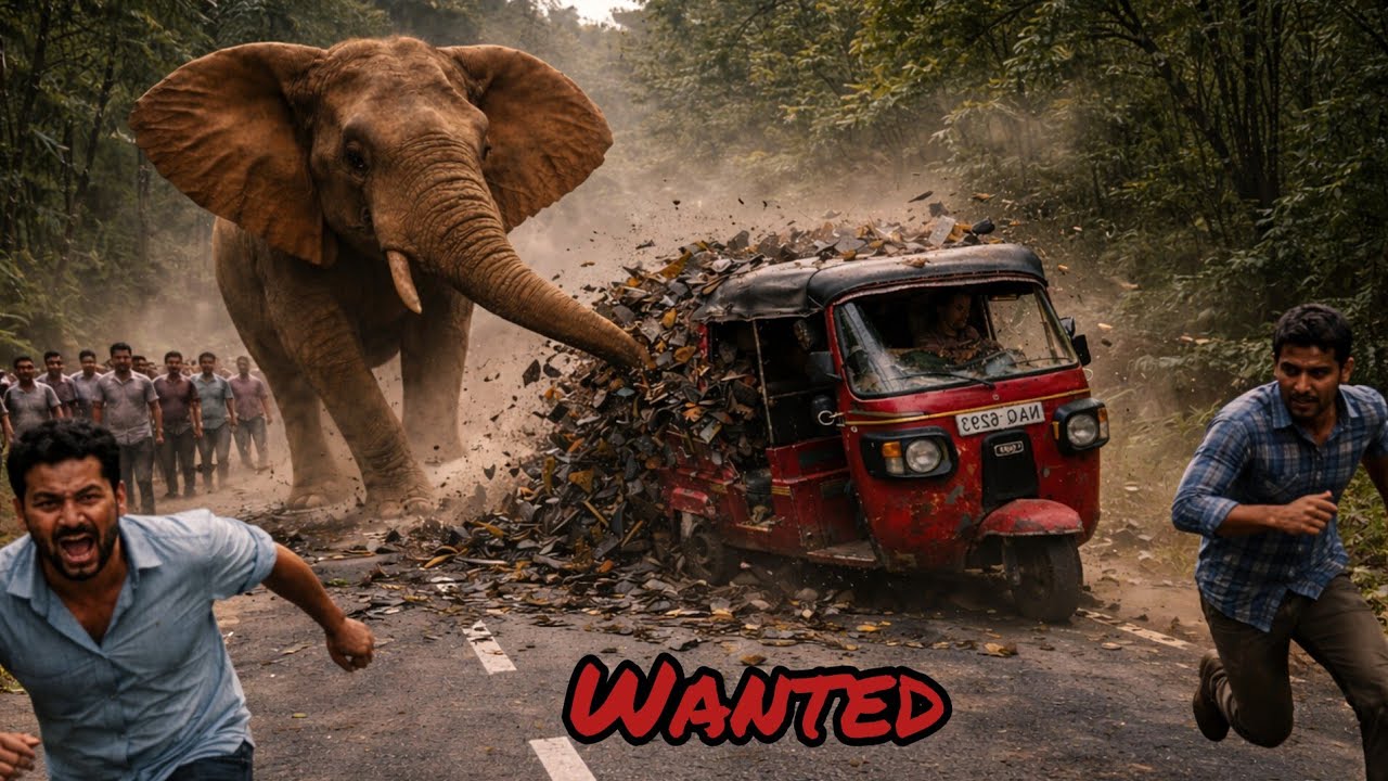 “Panic on the Jungle Highway: Wild Elephant Charges at Tuk-Tuk!”