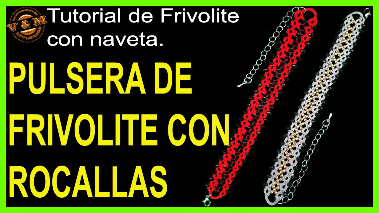 PULSERA DE FRIVOLITE CON ROCALLAS PASO A PASO ¡¡¡ESPECTACULAR TIENES QUE VERLO!!!