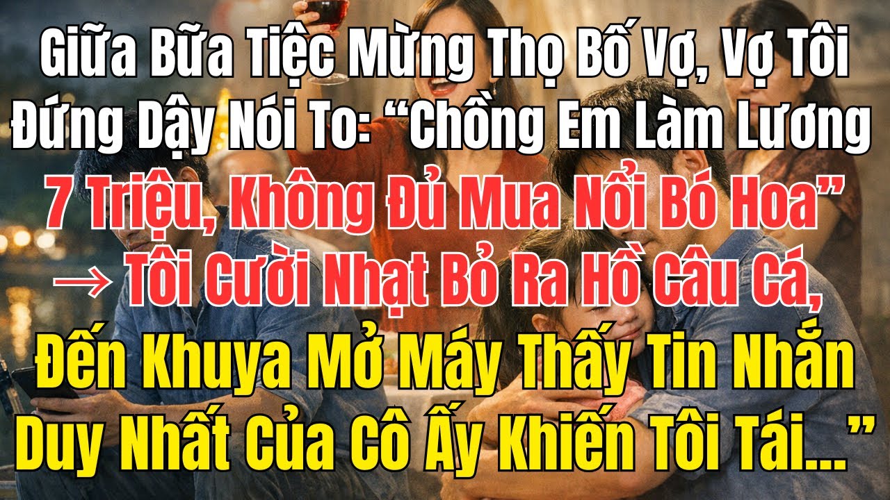 Giữa Bữa Tiệc Mừng Thọ Bố Vợ, Vợ Tôi Bất Ngờ Nói: “Chồng Em Lương 7 Triệu, Không Đủ Mua Hoa....