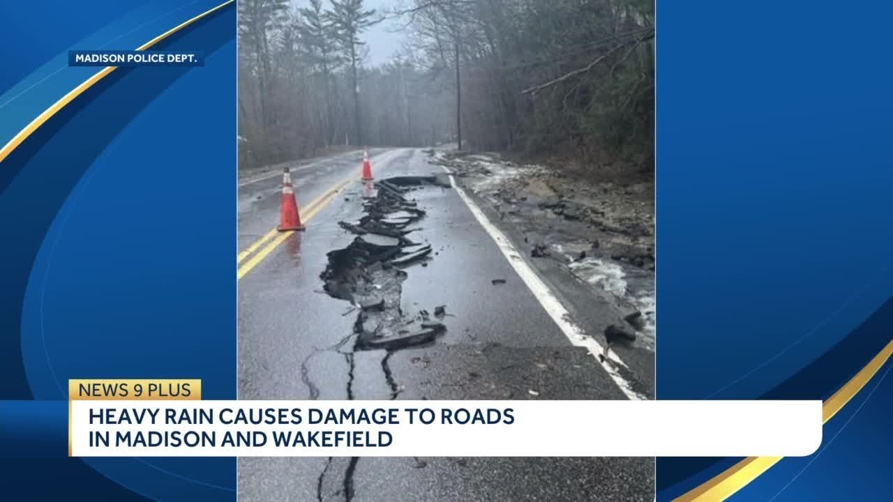 Heavy rain causes damage to roads in Madison and Wakefield